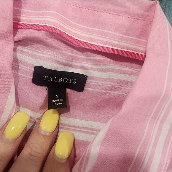 Pink Striped Women's Button Down Shirt - Picture 3 of 4